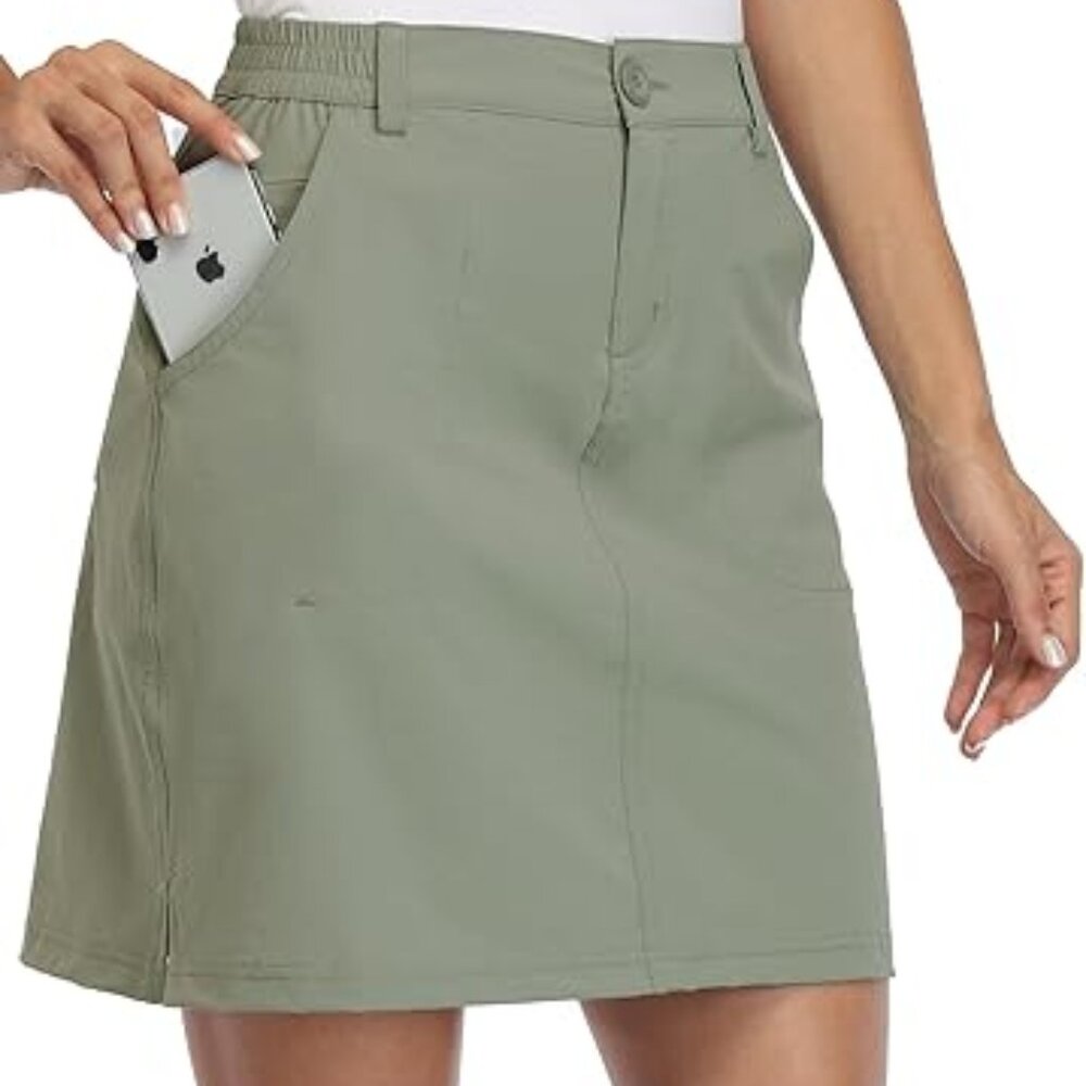 NEW Willit Womens Skorts Golf Casual Skort UPF 50+ Quick Dry Zip Pockets XL grn